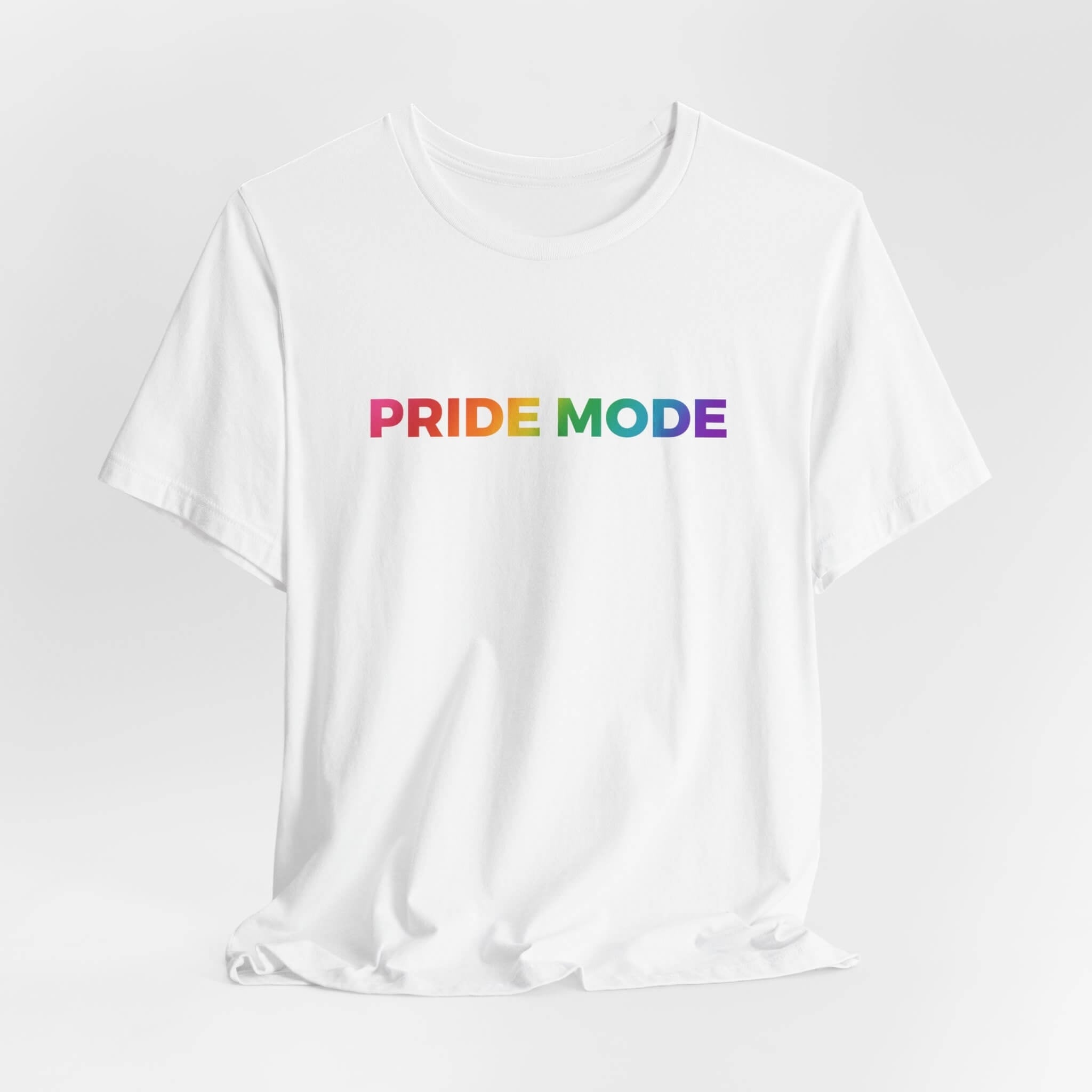 Pride Mode Bright Rainbow Ombre Logo Tee