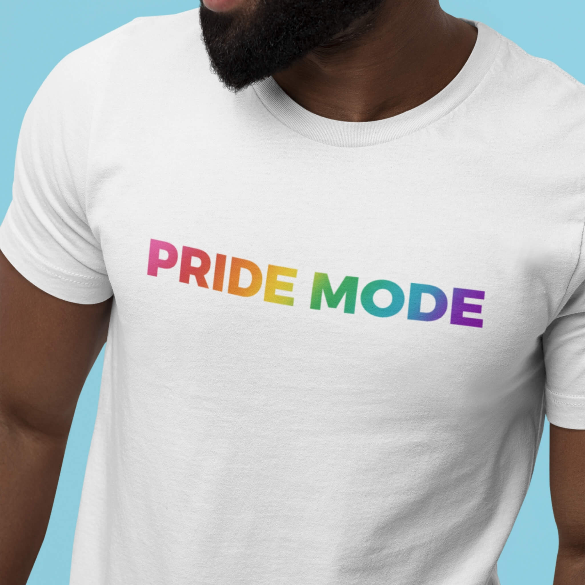 Pride Mode Bright Rainbow Ombre Logo Tee