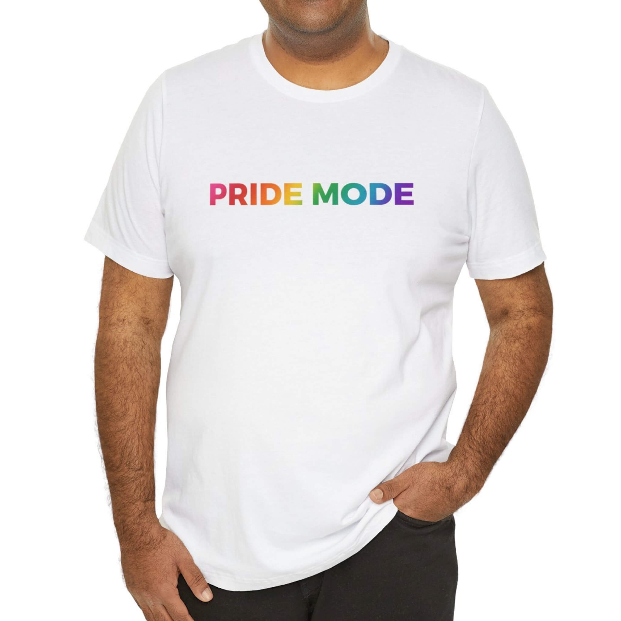 Pride Mode Bright Rainbow Ombre Logo Tee