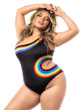 Asymmetric Rainbow Cut-out Bodysuit Bodysuit PRIDE MODE