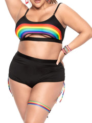 Rainbow Keyhole 3-piece Festival Outfit Set Bodysuit PRIDE MODE