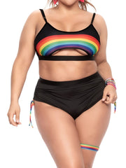 Rainbow Keyhole 3-piece Festival Outfit Set Bodysuit PRIDE MODE