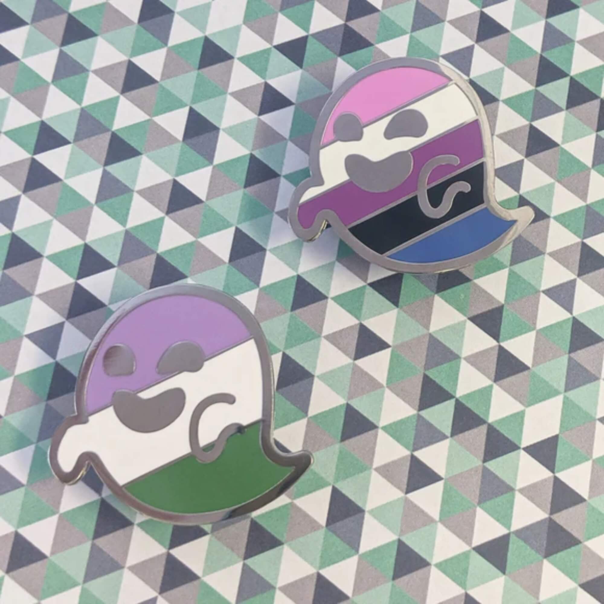 Genderqueer Pride Ghost Enamel Pin Pin PRIDE MODE