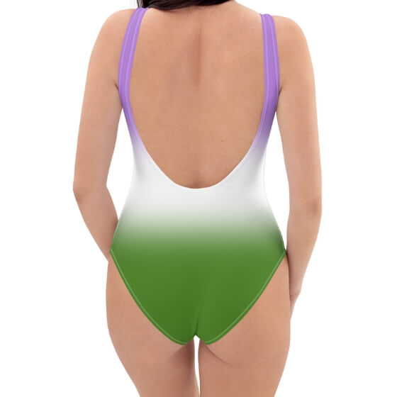 Genderqueer Pride Ombre Open-back Swimsuit