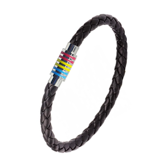 Pansexual Pride Leather Rope Bracelet