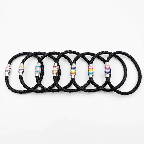 Transgender Pride Leather Rope Bracelet - PRIDE MODE