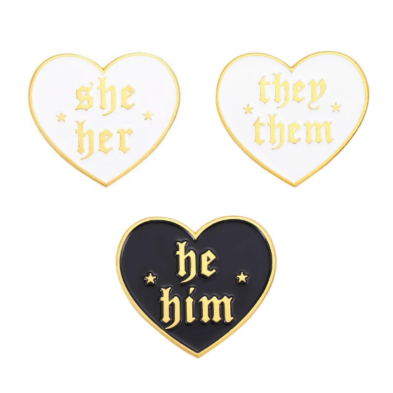 He / Him Pronouns Heart Enamel Pin