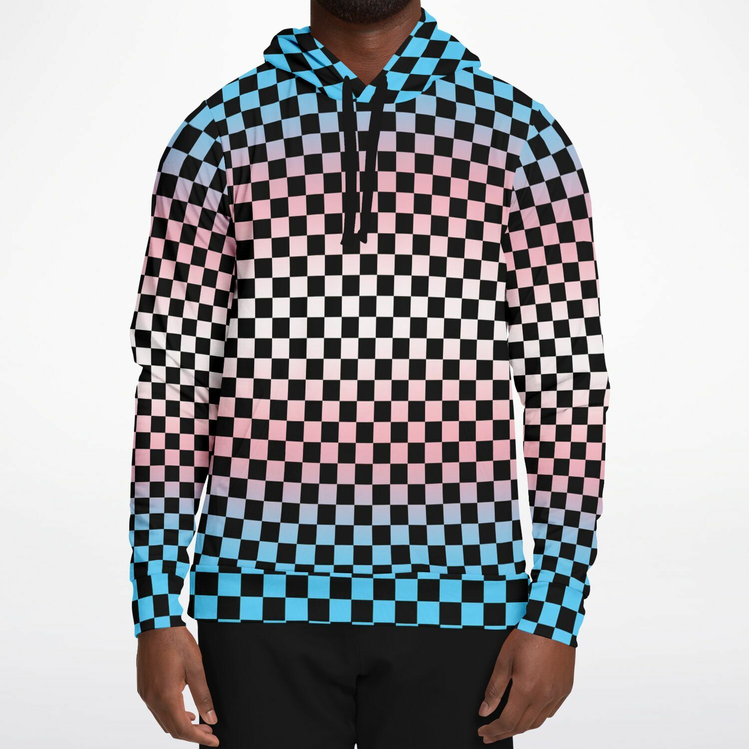 Transgender Pride Black Checkered Pullover Hoodie