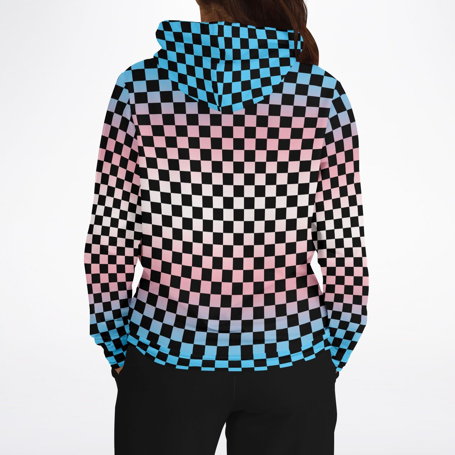 Transgender Pride Black Checkered Pullover Hoodie