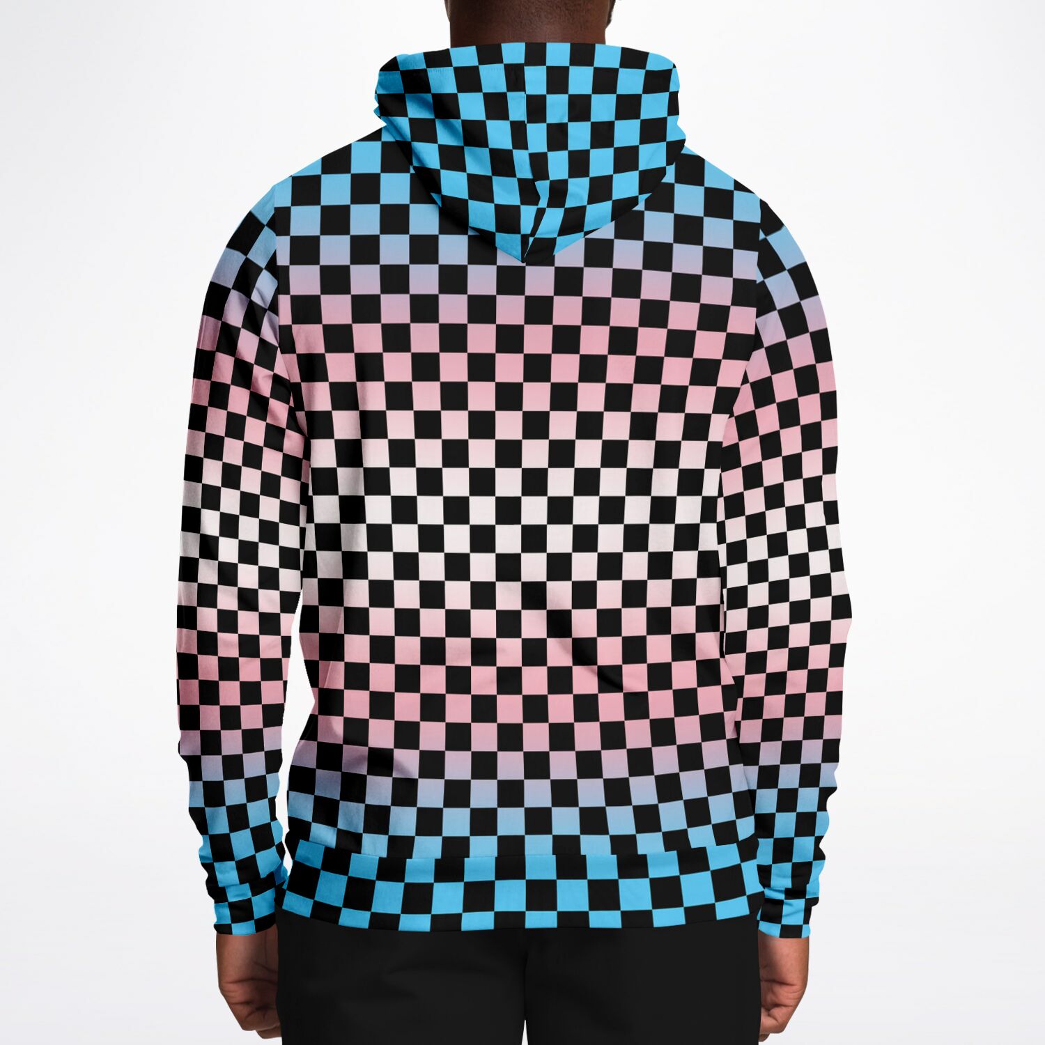 Transgender Pride Black Checkered Pullover Hoodie