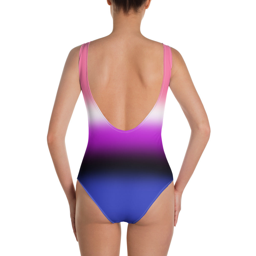 Genderfluid Pride Ombre Open-back Swimsuit
