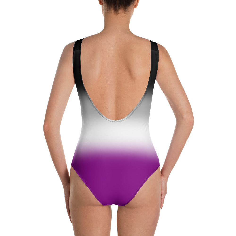 Asexual Pride Ombre Open-back Swimsuit 2  PRIDE MODE