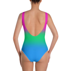 Polysexual Pride Ombre Open-back Swimsuit  PRIDE MODE
