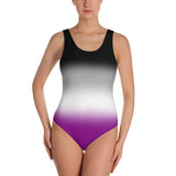 Asexual Pride Ombre Open-back Swimsuit 2  PRIDE MODE