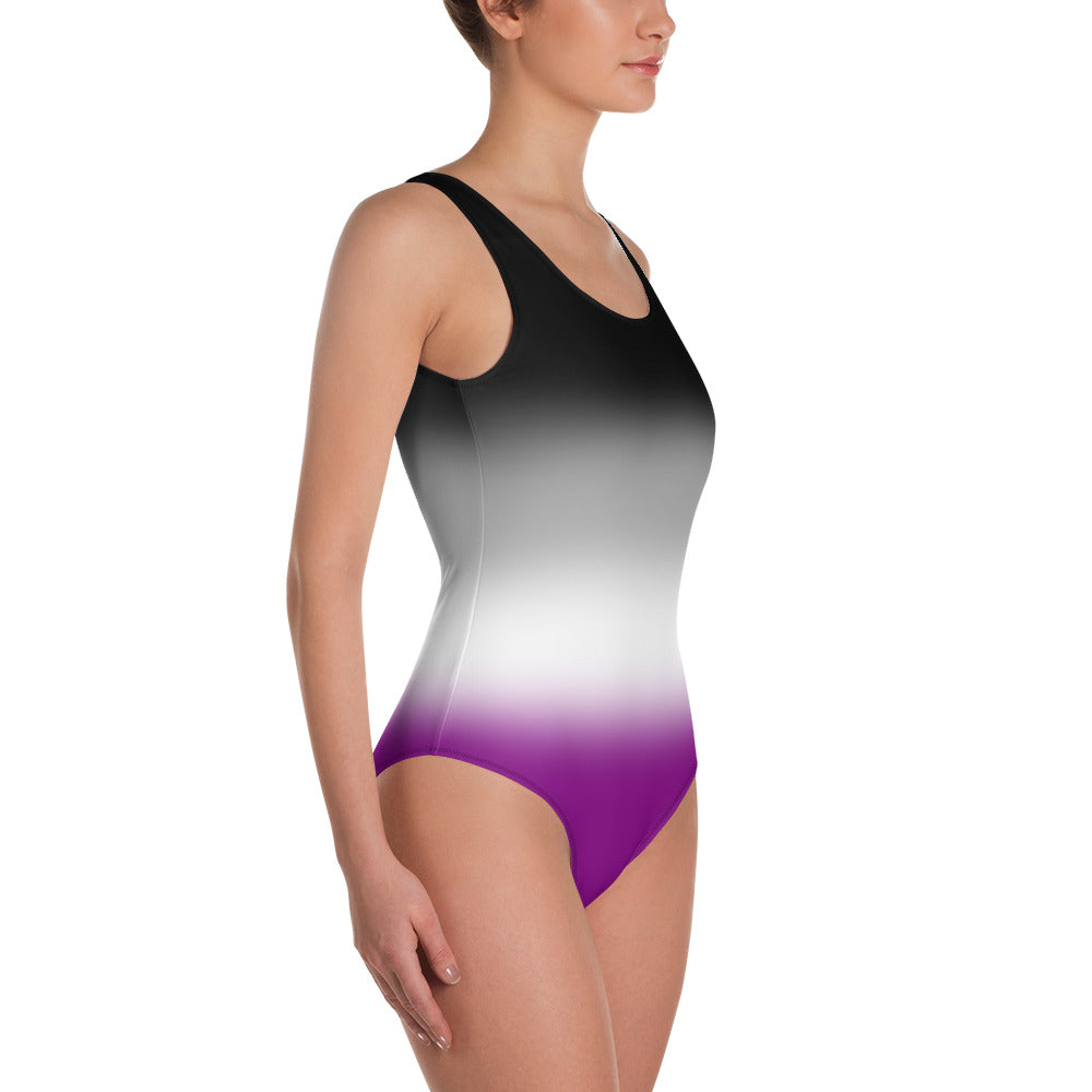 Asexual Pride Ombre Open-back Swimsuit 2  PRIDE MODE