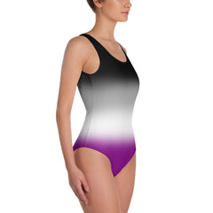 Asexual Pride Ombre Open-back Swimsuit 2  PRIDE MODE