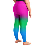 Polysexual Pride Ombre High-Waist Plus Leggings Plus Size Legging - AOP PRIDE MODE