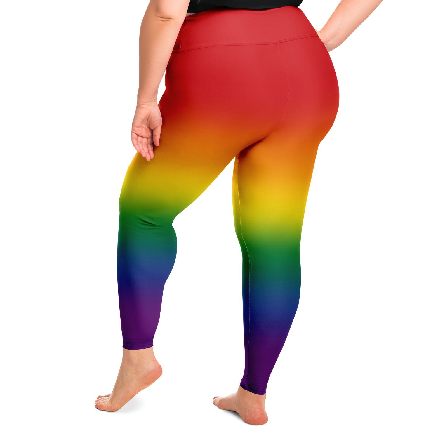 Rainbow Ombre Pride High-Waist Plus Leggings Plus Size Legging - AOP PRIDE MODE
