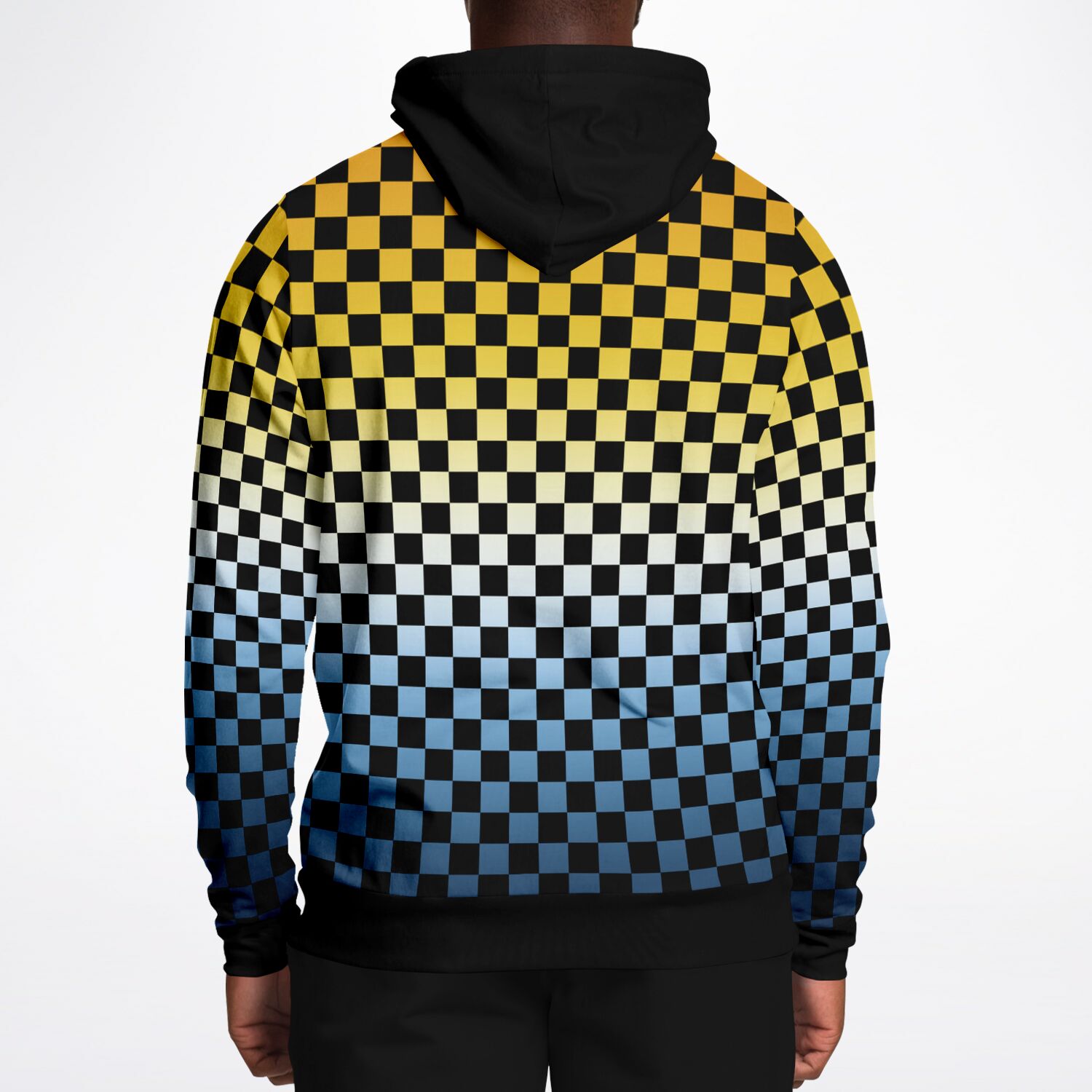 Aroace Pride Black Contrast Checkered Pullover Hoodie