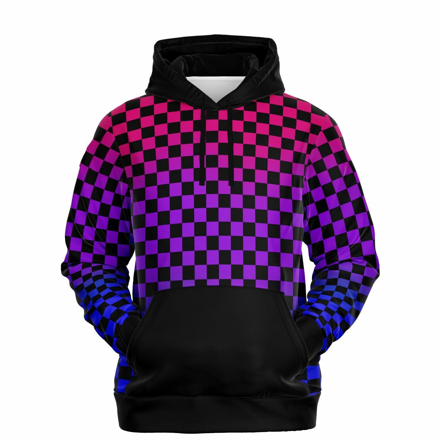 Bisexual Pride Black Contrast Checkered Pullover Hoodie