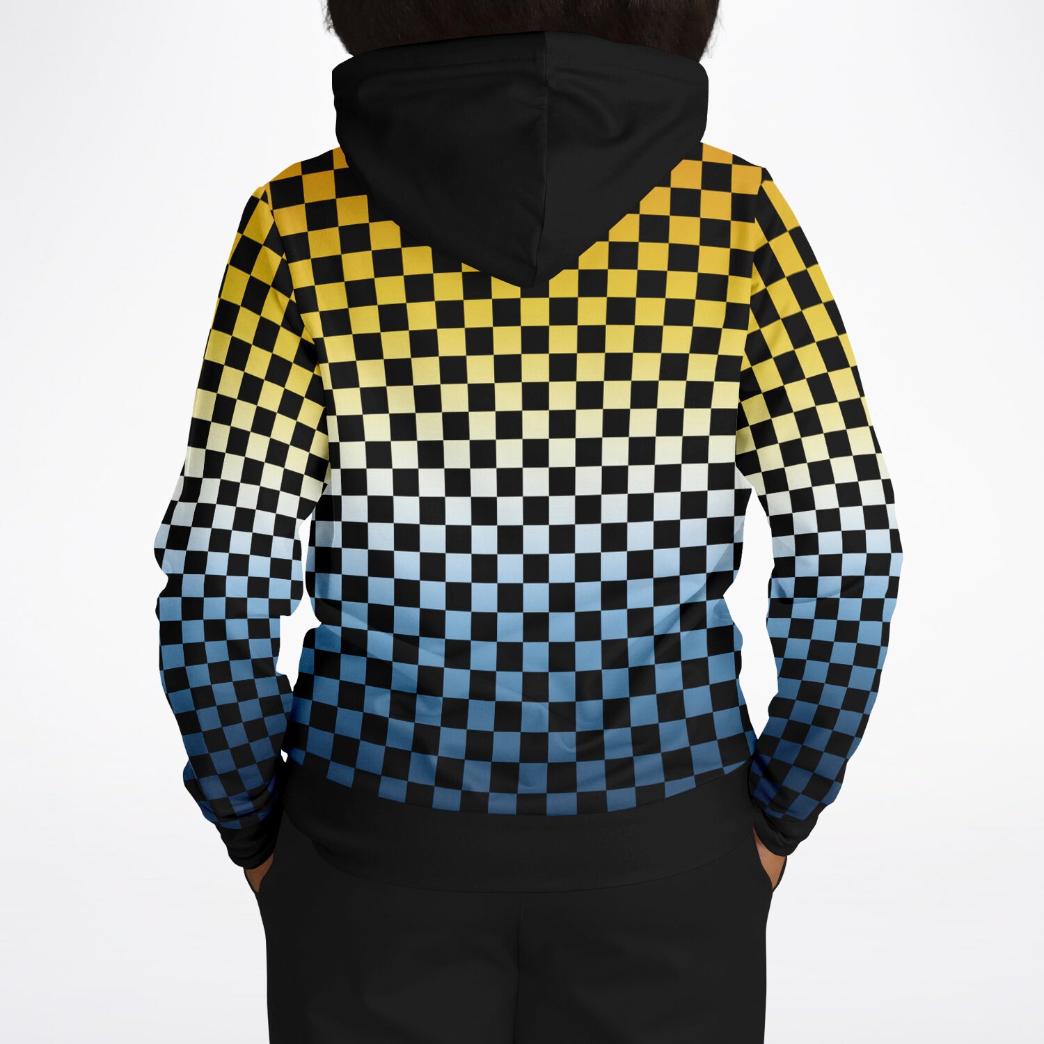 Aroace Pride Black Contrast Checkered Pullover Hoodie