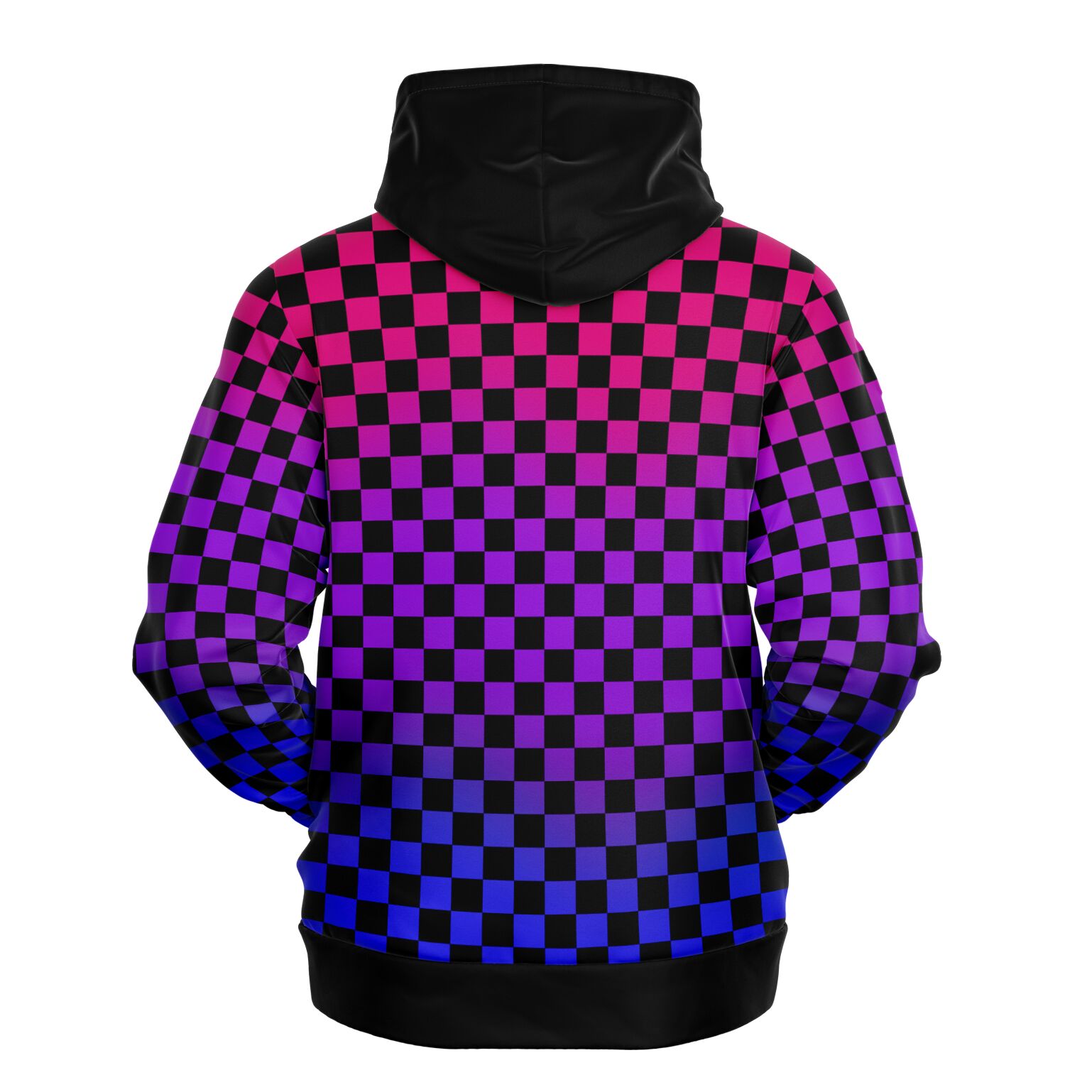 Bisexual Pride Black Contrast Checkered Pullover Hoodie