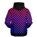 Bisexual Pride Black Contrast Checkered Pullover Hoodie