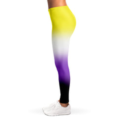 Non-binary Pride Ombre Leggings Leggings - AOP PRIDE MODE