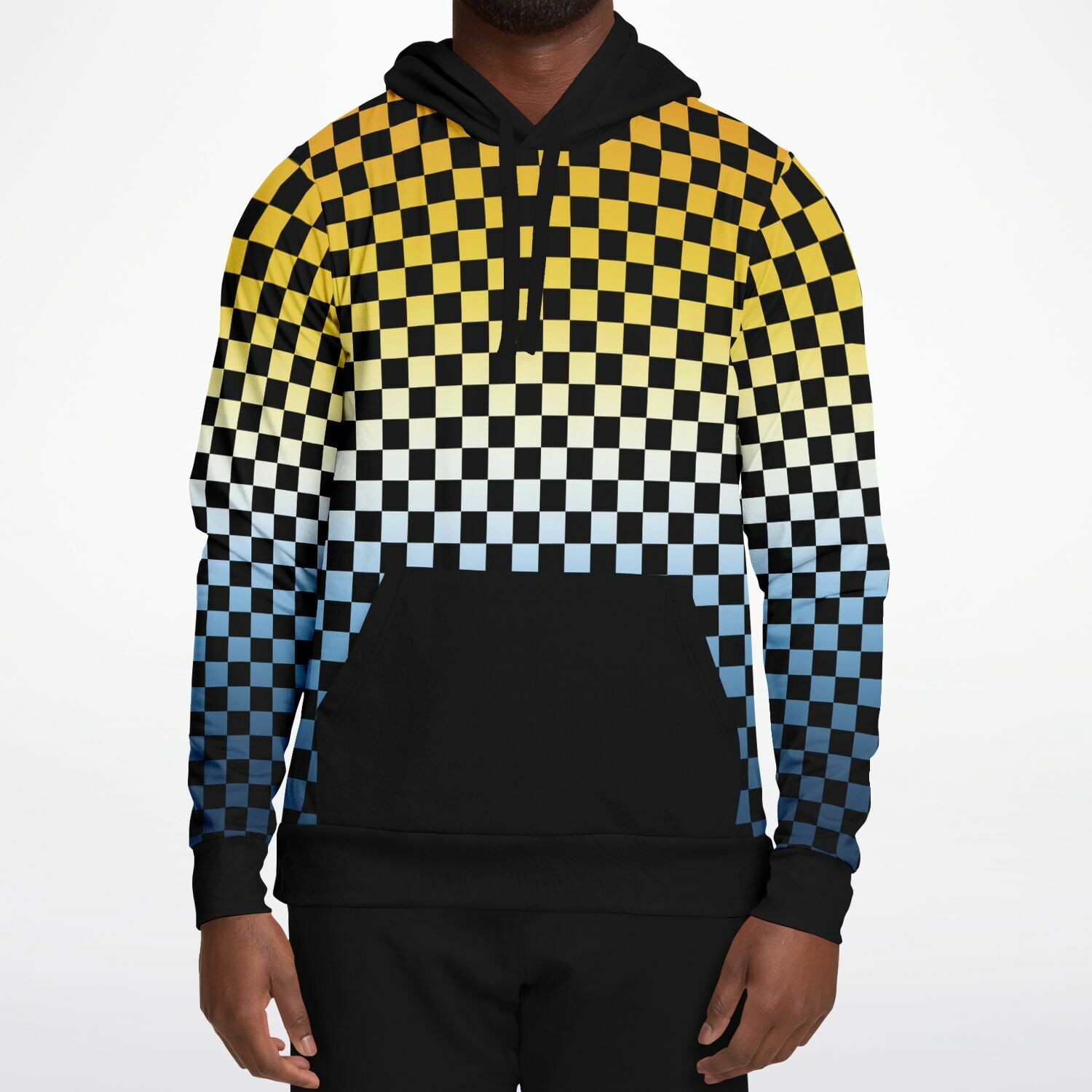 Aroace Pride Black Contrast Checkered Pullover Hoodie