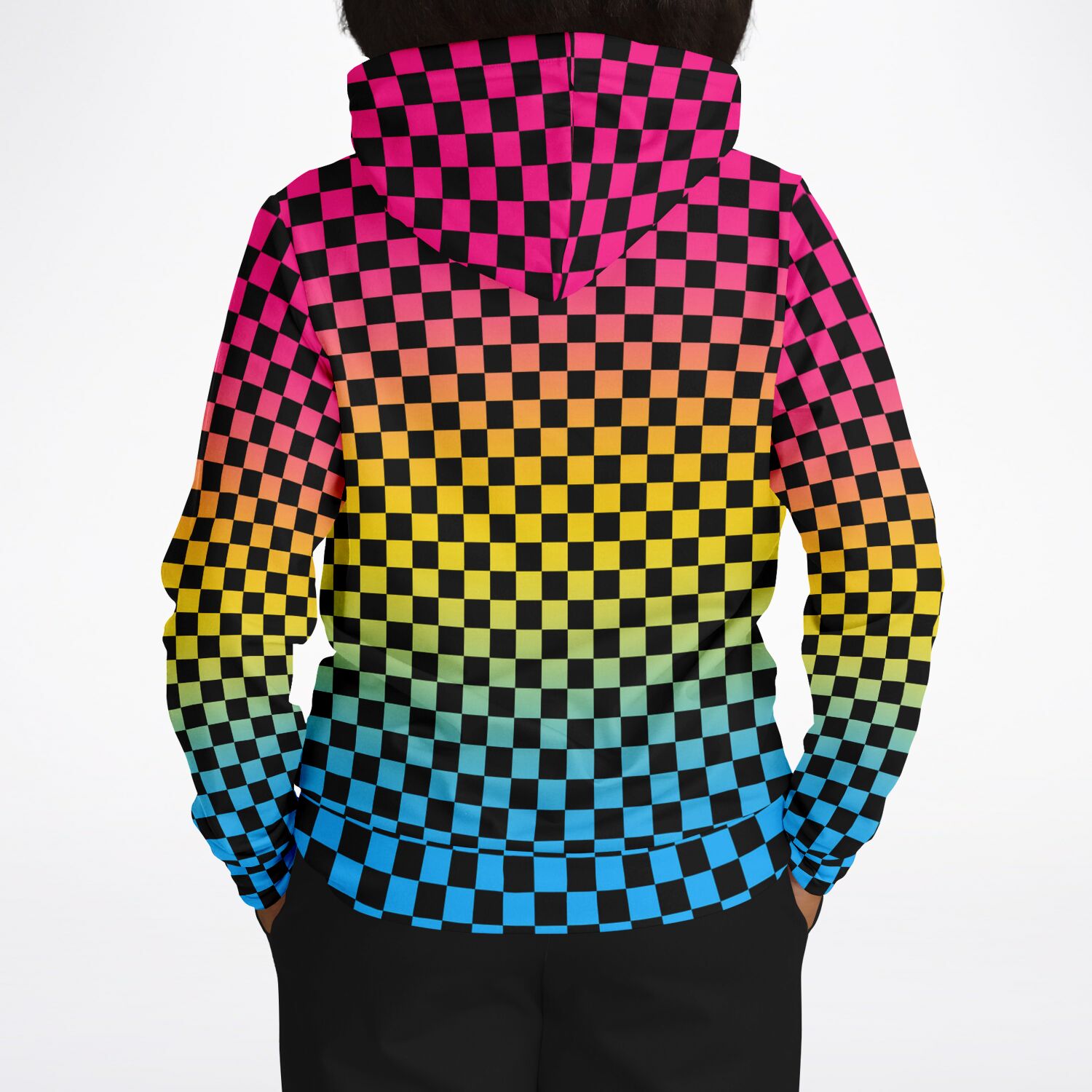 Pansexual Pride Black Checkered Pullover Hoodie Pullover Hoodie PRIDE MODE