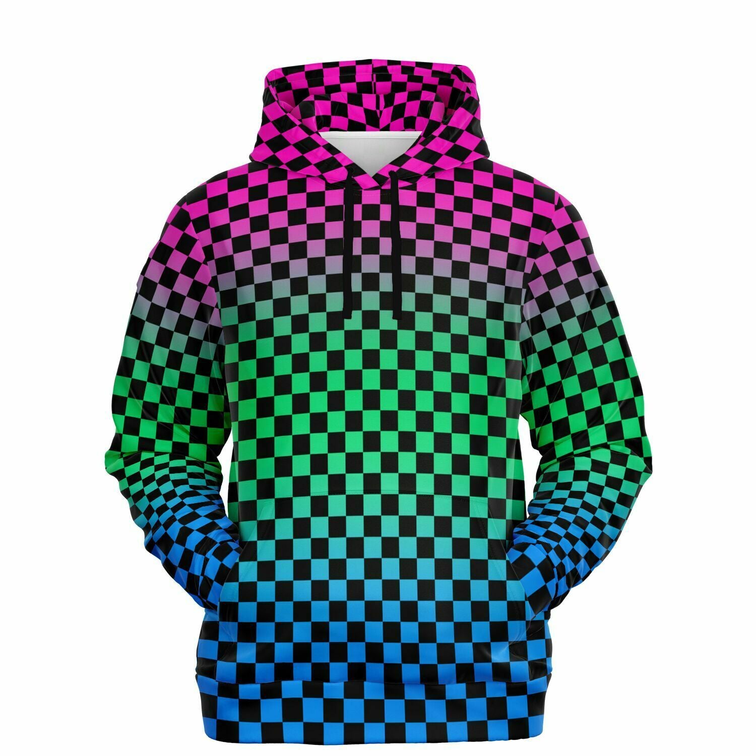 Polysexual Pride Black Checkered Pullover Hoodie