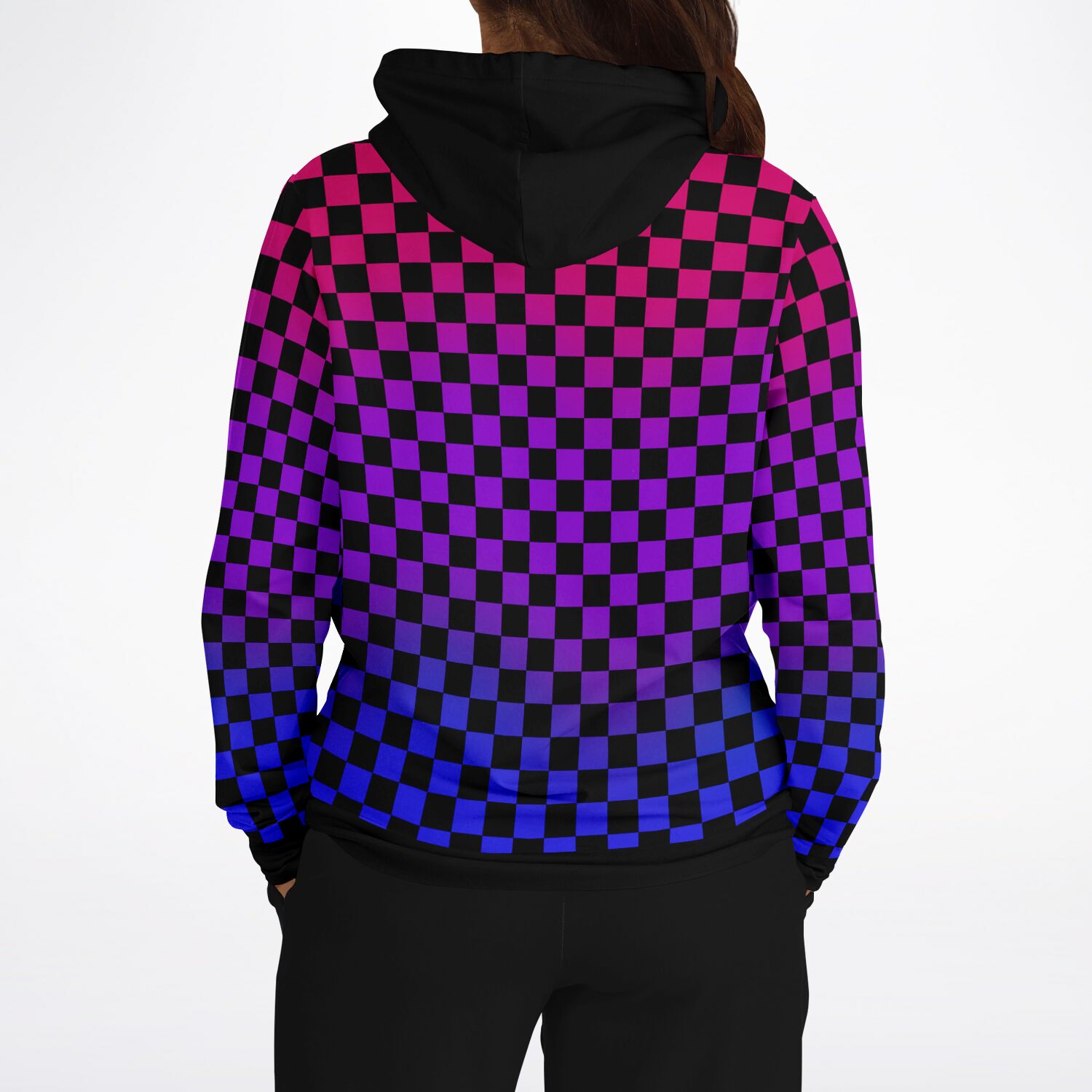 Bisexual Pride Black Contrast Checkered Pullover Hoodie