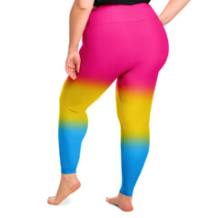 Pansexual Pride Ombre High-Waist Plus Leggings Plus Size Legging - AOP PRIDE MODE