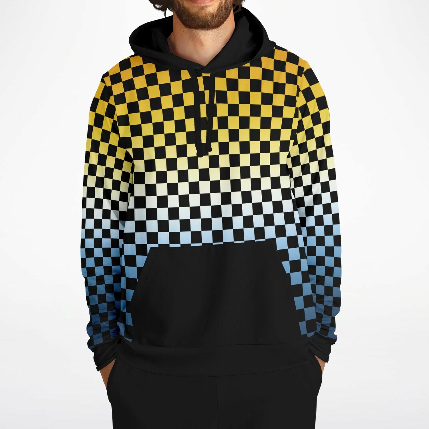 Aroace Pride Black Contrast Checkered Pullover Hoodie
