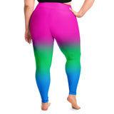 Polysexual Pride Ombre High-Waist Plus Leggings Plus Size Legging - AOP PRIDE MODE