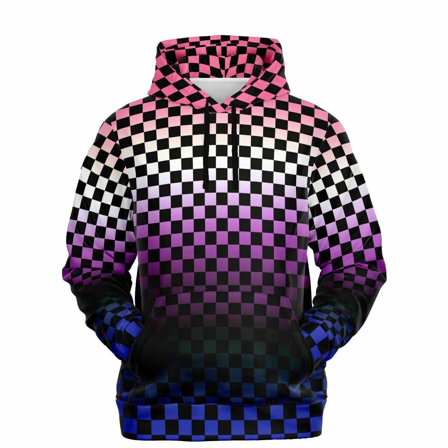 Genderfluid Pride Black Checkered Pullover Hoodie Fashion Hoodie - AOP PRIDE MODE
