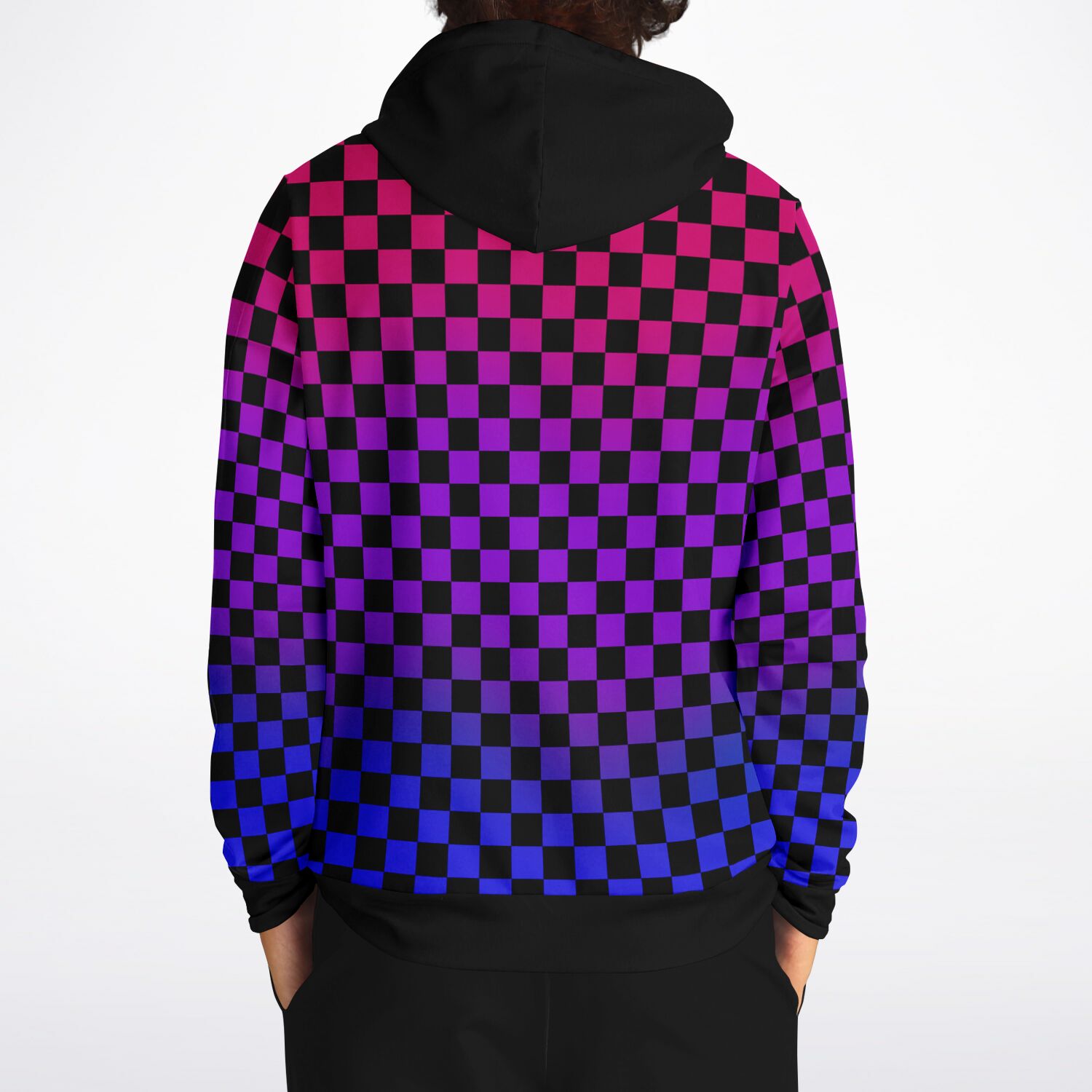 Bisexual Pride Black Contrast Checkered Pullover Hoodie