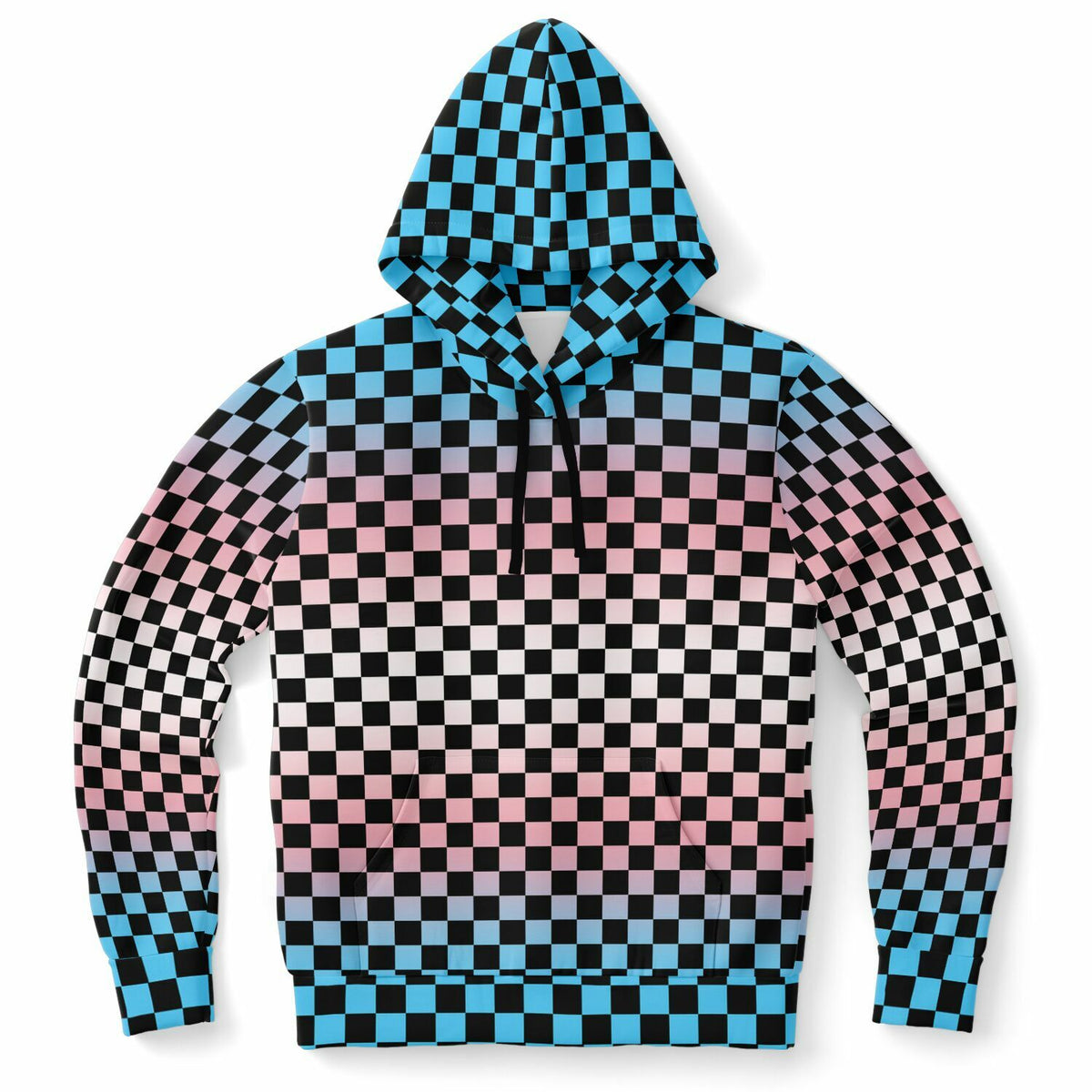 Transgender Pride Black Checkered Pullover Hoodie