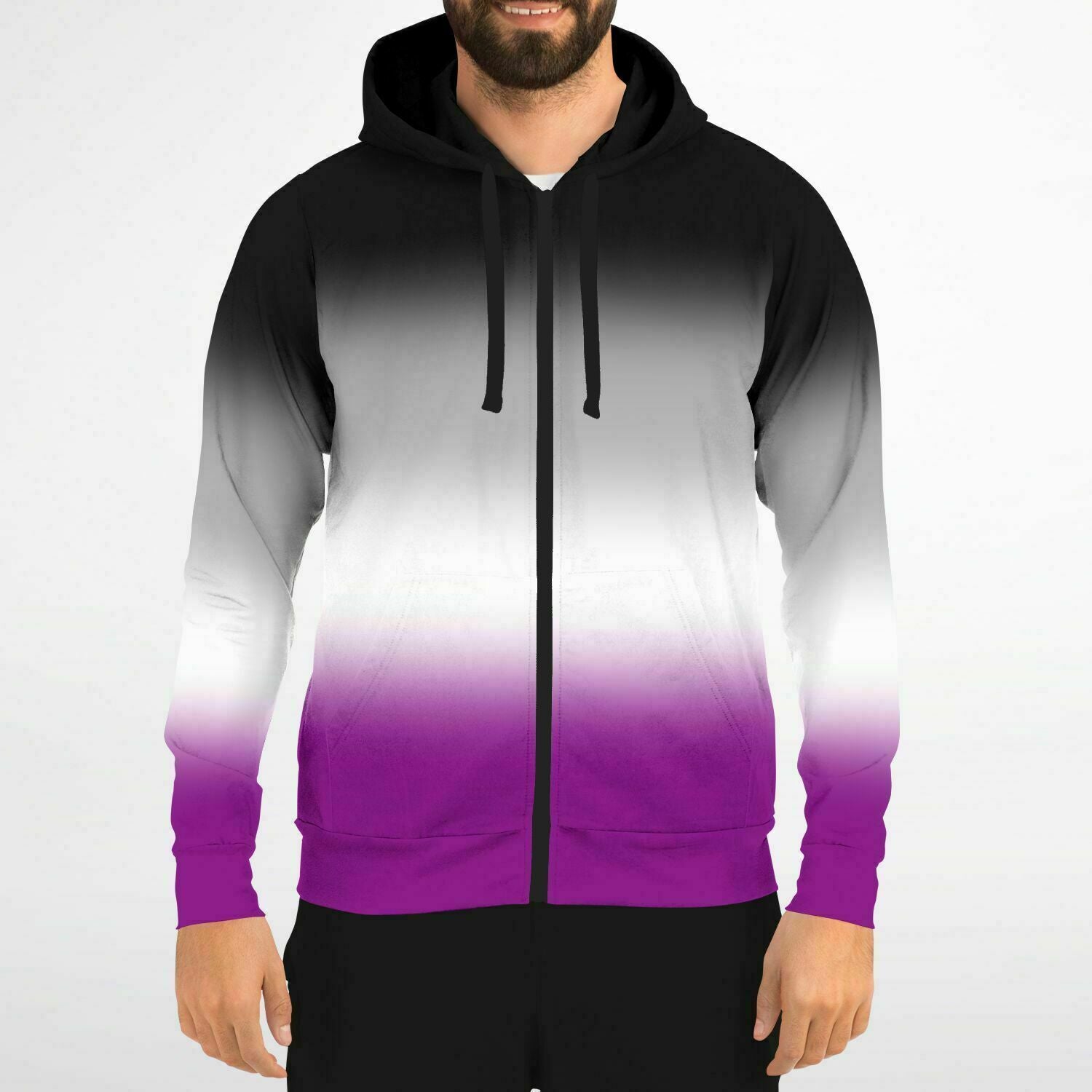 Asexual Pride Ombre Full-Zip Hoodie Full-Zip Hoodie PRIDE MODE