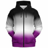 Asexual Pride Ombre Full-Zip Hoodie Full-Zip Hoodie PRIDE MODE