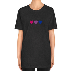 Bisexual Hearts Tee Tees PRIDE MODE