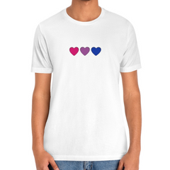 Bisexual Hearts Tee Tees PRIDE MODE