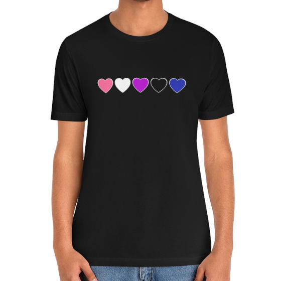 Genderfluid Hearts Tee Tees PRIDE MODE