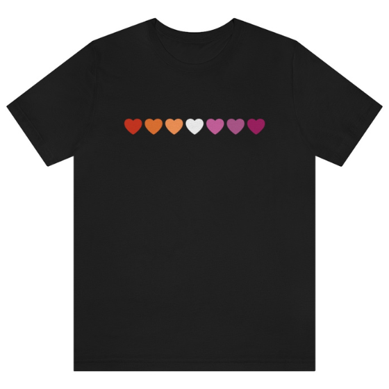 Lesbian Hearts Tee Tees PRIDE MODE