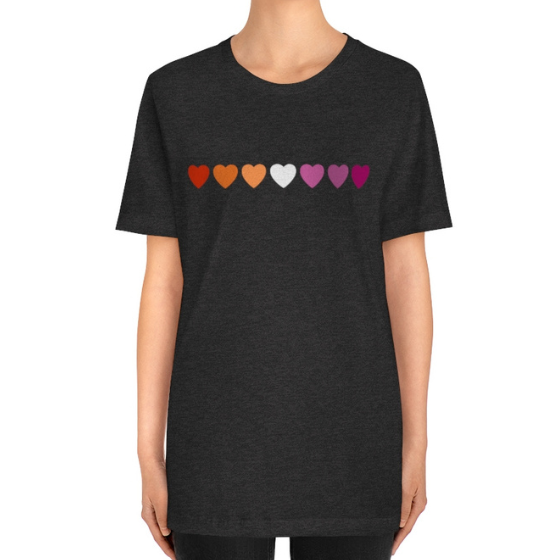 Lesbian Hearts Tee Tees PRIDE MODE