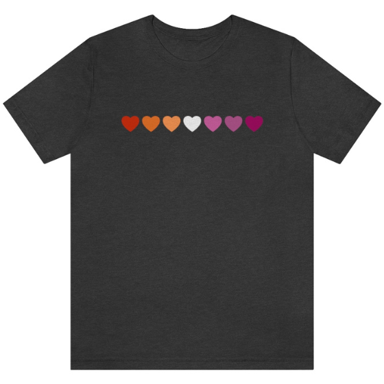 Lesbian Hearts Tee Tees PRIDE MODE