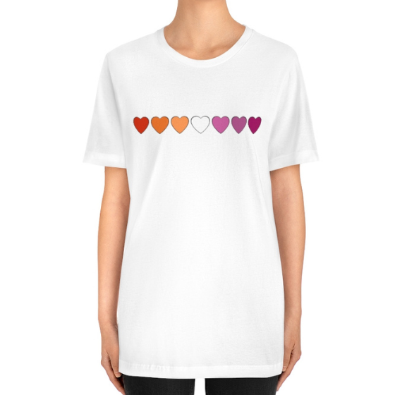 Lesbian Hearts Tee Tees PRIDE MODE