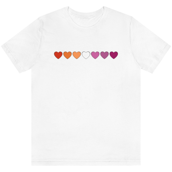 Lesbian Hearts Tee Tees PRIDE MODE