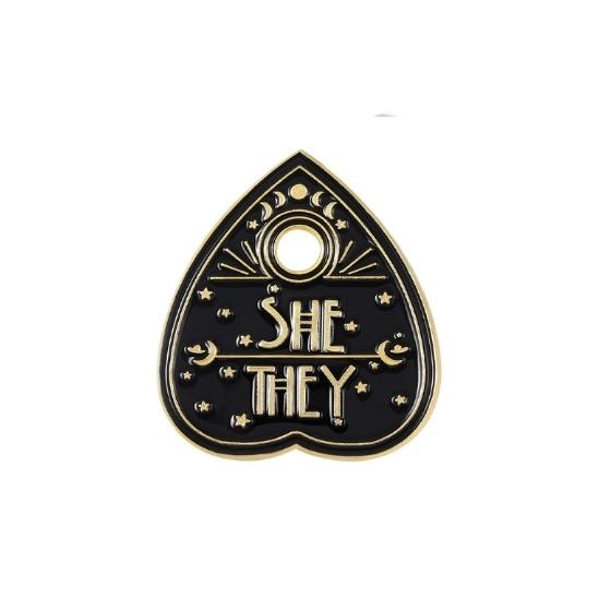 She / They Pronouns Ouija Planchette Enamel Pin Pin PRIDE MODE