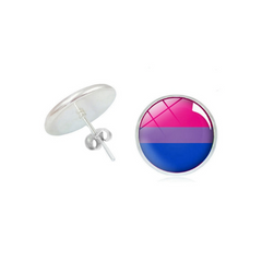 Bi Pride Cabochon Stud Earrings Earrings PRIDE MODE